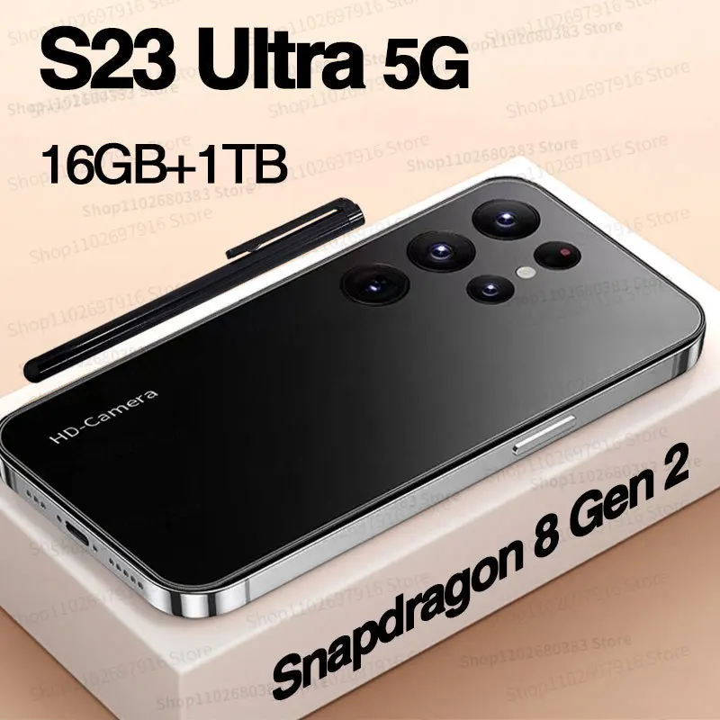 

S23 Ultra Smartphone 4G/5G Cell Phone 6.8inch Full Screen Face ID Snapdragon 8 Gen2 6800mAh Mobile Phones Global Version