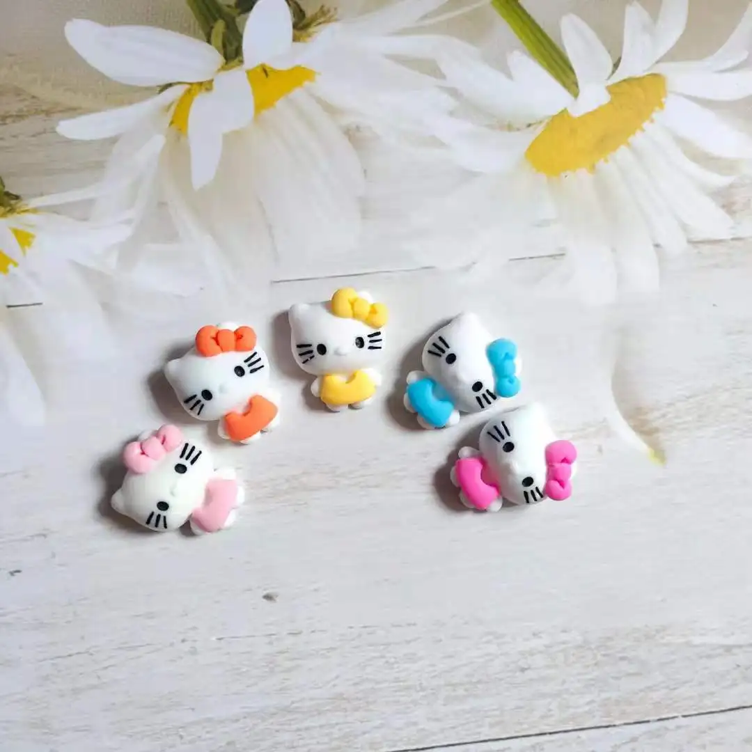 

100pcs 21x18mm Kawaii Cat Resin Charm Multicolor Kitten Flatback Cabochon DIY Scrapbook Phone Decor Jewelry Making Findings