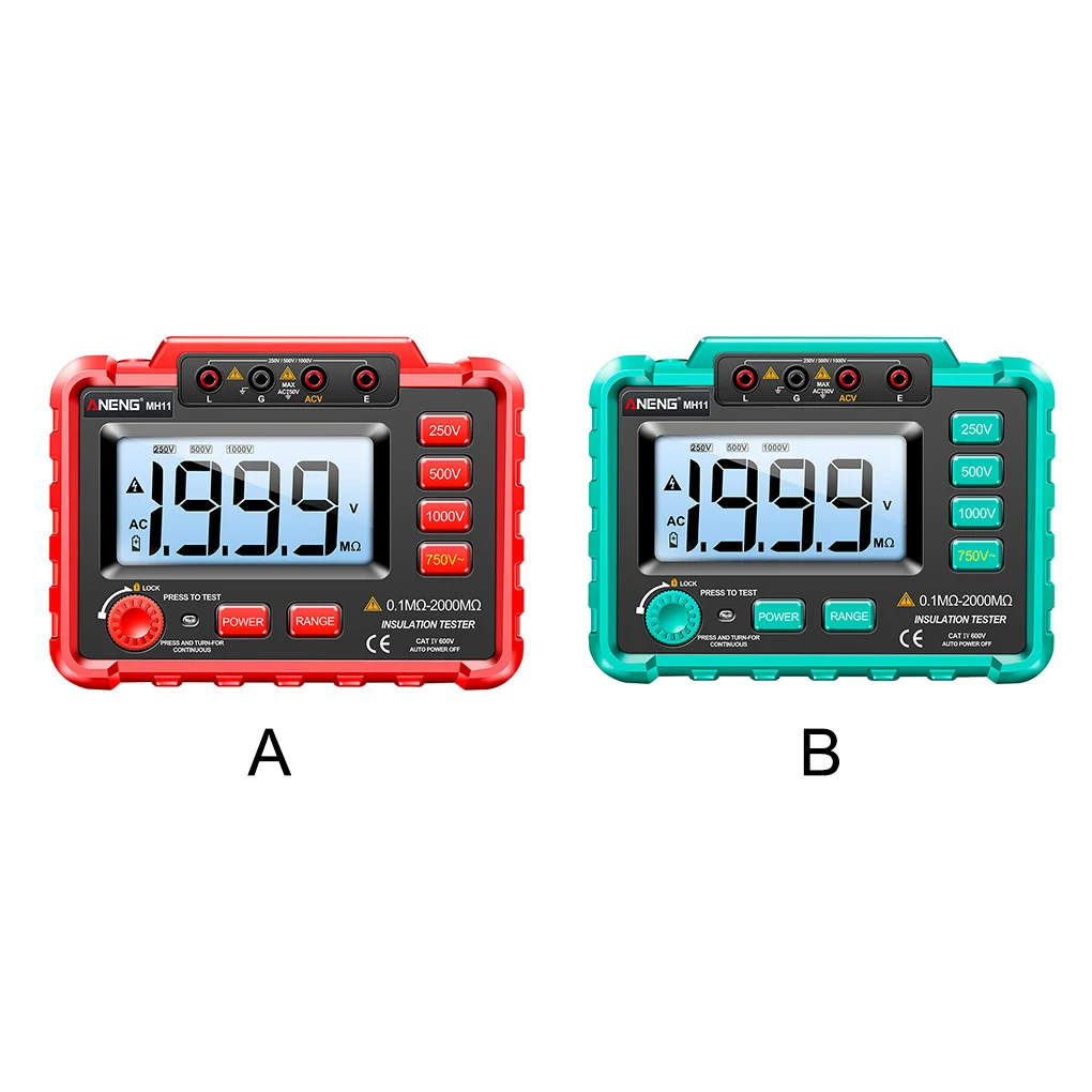 

ANENG 2000m Digital Megohmmeter Resistance Meter DC 250 500 1000V Tester Red