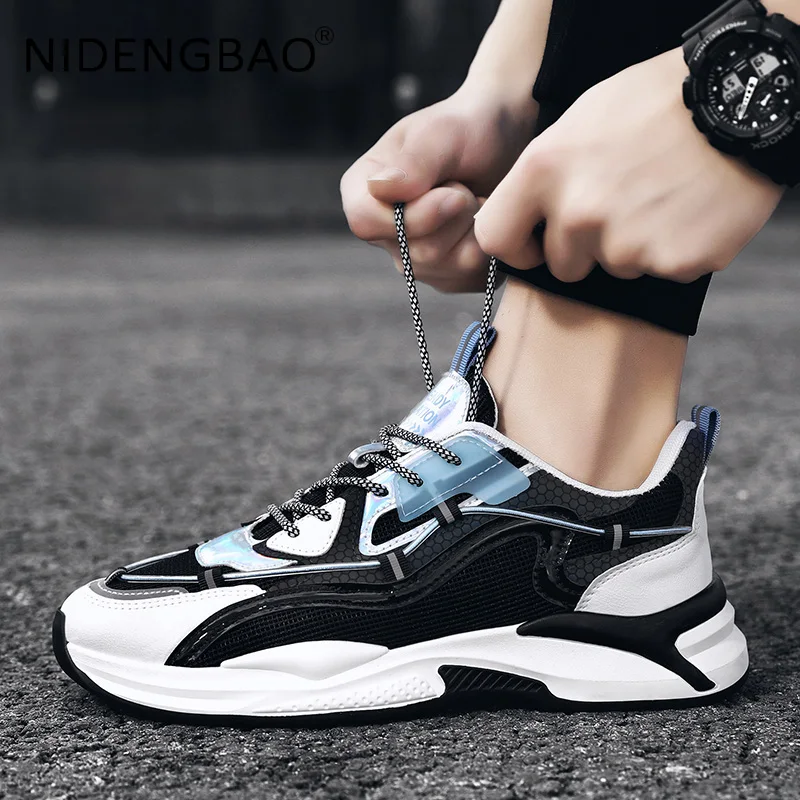 2022 Men's Sneakers Mesh Breathable Anti Skid Outdoor Walking Jogging Running Sports Shoes Comfortable Male Casual Chunky Shoes