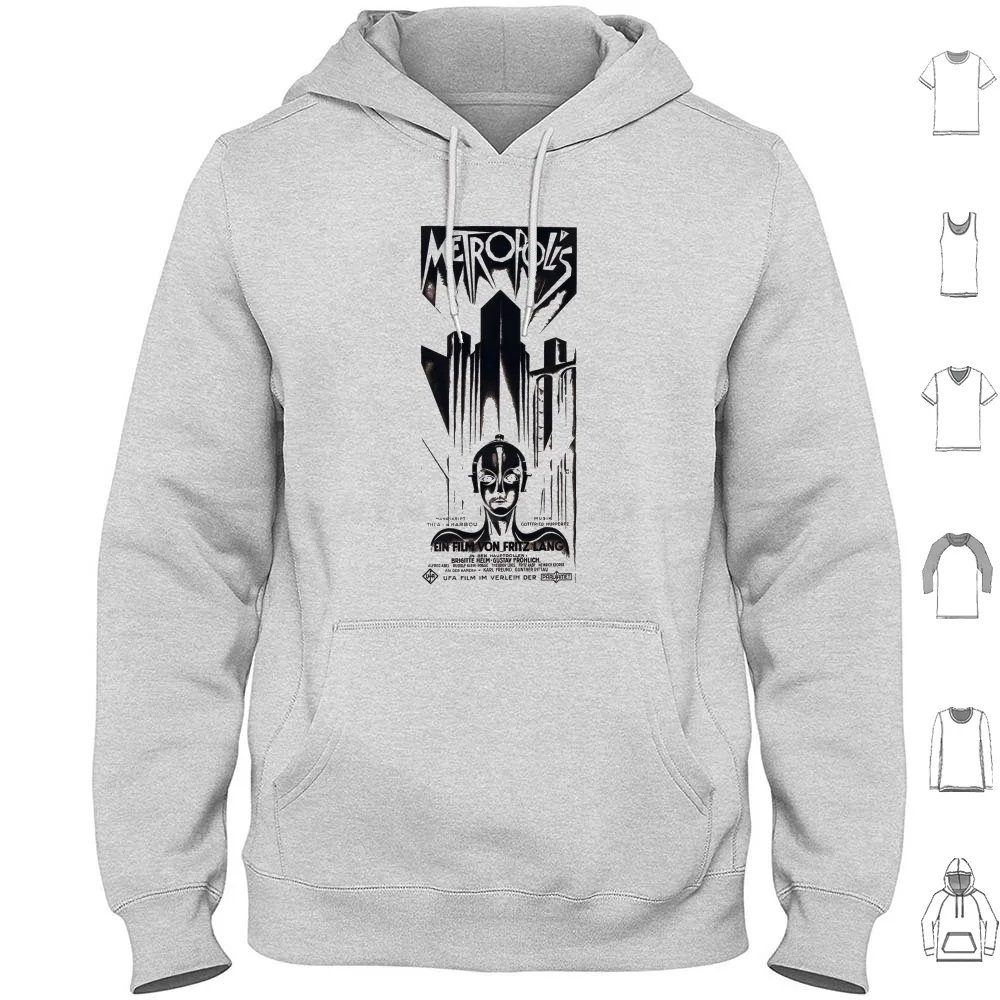 

Vintage Sci-Fi Movie Metropolis Hoodies Long Sleeve Robot Science Fiction Sci Fi Robots Retro Pop Culture Cinema Movie