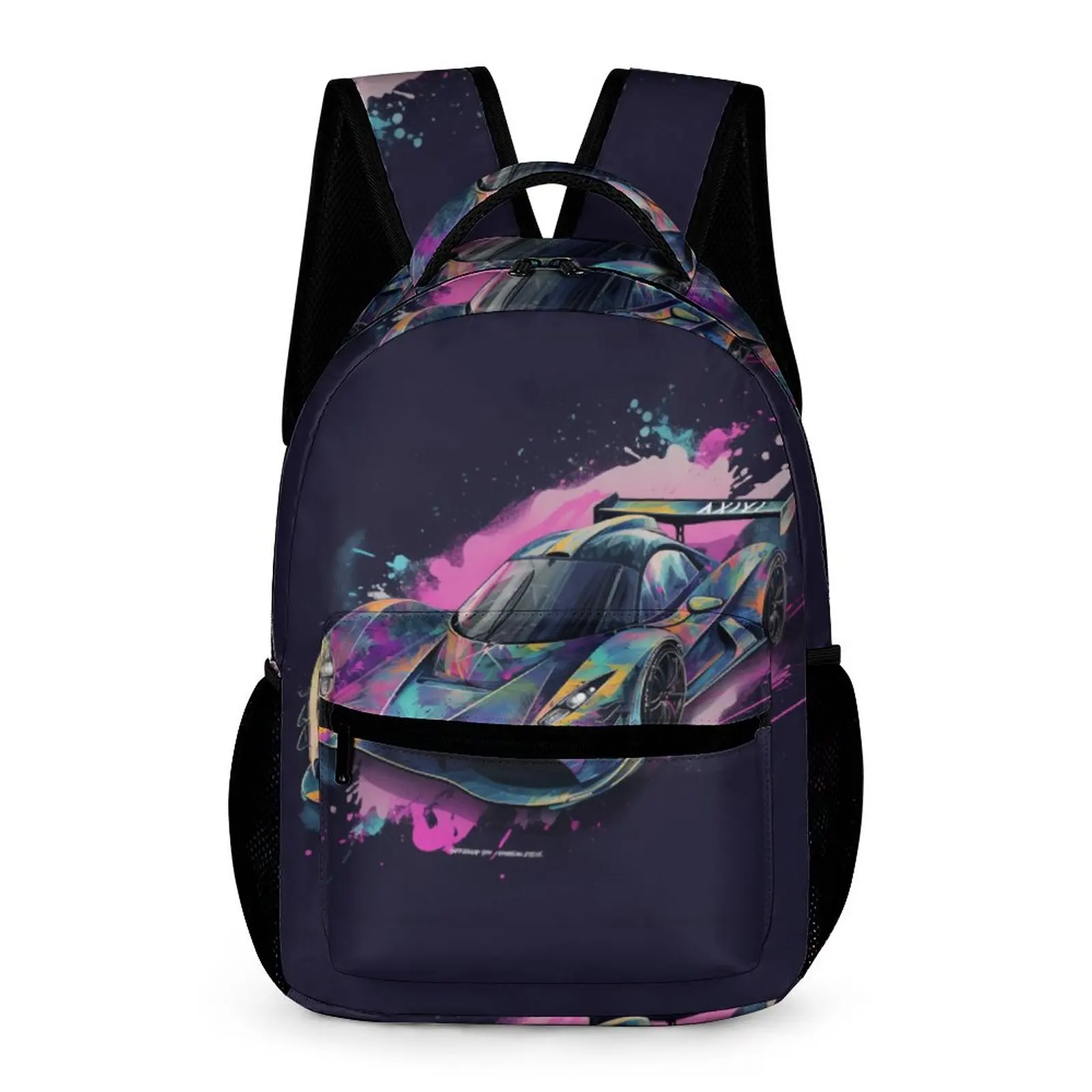 

Dazzling Sports Car Backpack Men Psychadelic Grafitti Durable Backpacks Polyester Casual School Bags Trekking Designer Rucksack