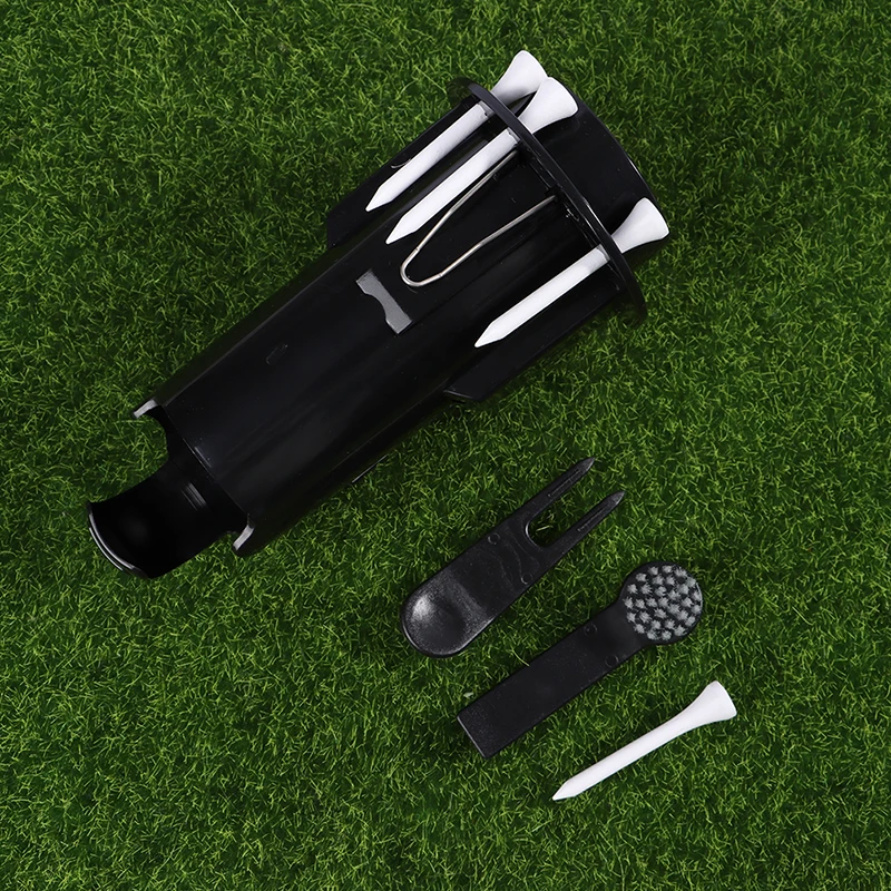 

1Set Golf Ball Barrel Cup Ball Fork Brush Portable Storage Golf Ball Tee Holder Pro Clip Caddy With Nylon Brush Cleaning Tool