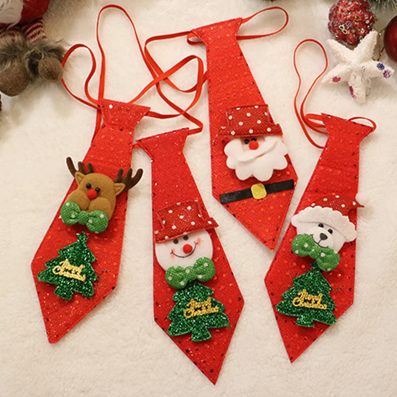 

Christmas Santa Claus Snowman Elk Ties For Children Decor Funny Festival Rave Gifts Christmas Decorations Noel Navidad Supplies