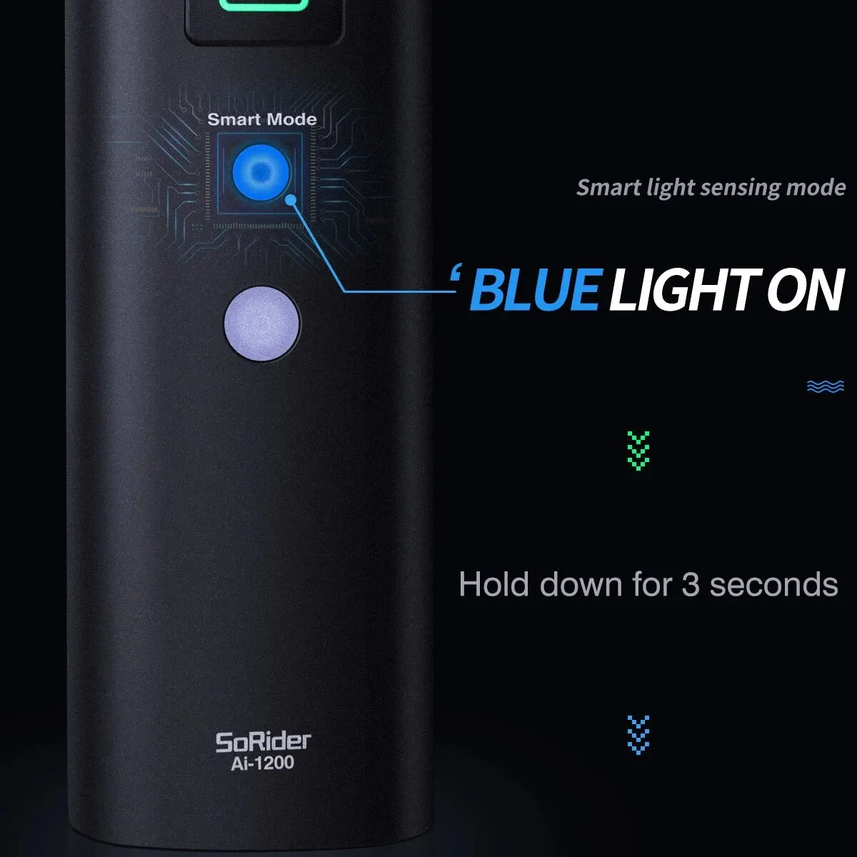 Велосипедный умный фонарь SoRider 1200 люмен с датчиком вибрации