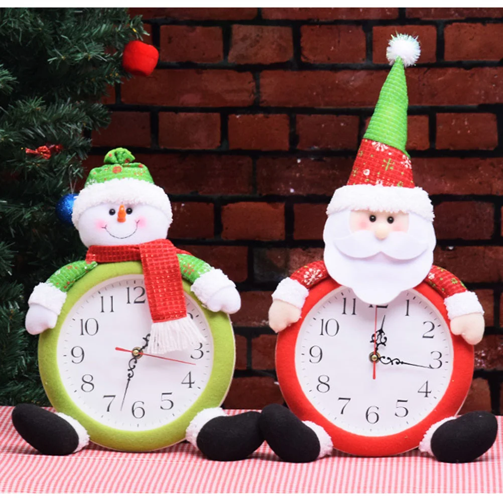 

1PC Christmas Wall Door Decoration Holiday Clock Decor Christmas Desk Clock Christmas Clock Musical Christmas Table Ornaments