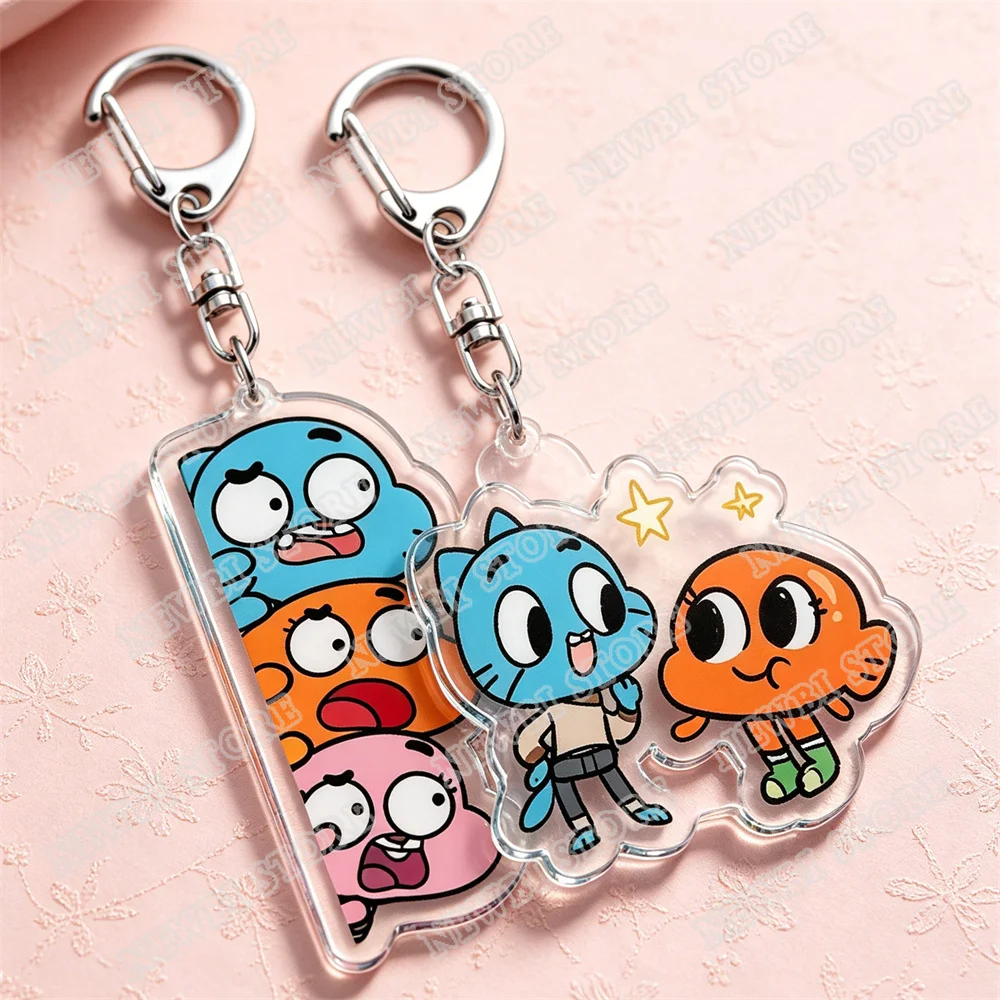 Фото Горячая новинка: Милые мультяшные брелоки Gumball Watterson для аксессуаров, очаровательные брелоки Darwin Watterson Tawog, украшения, подарки для фанатов и друзей №4