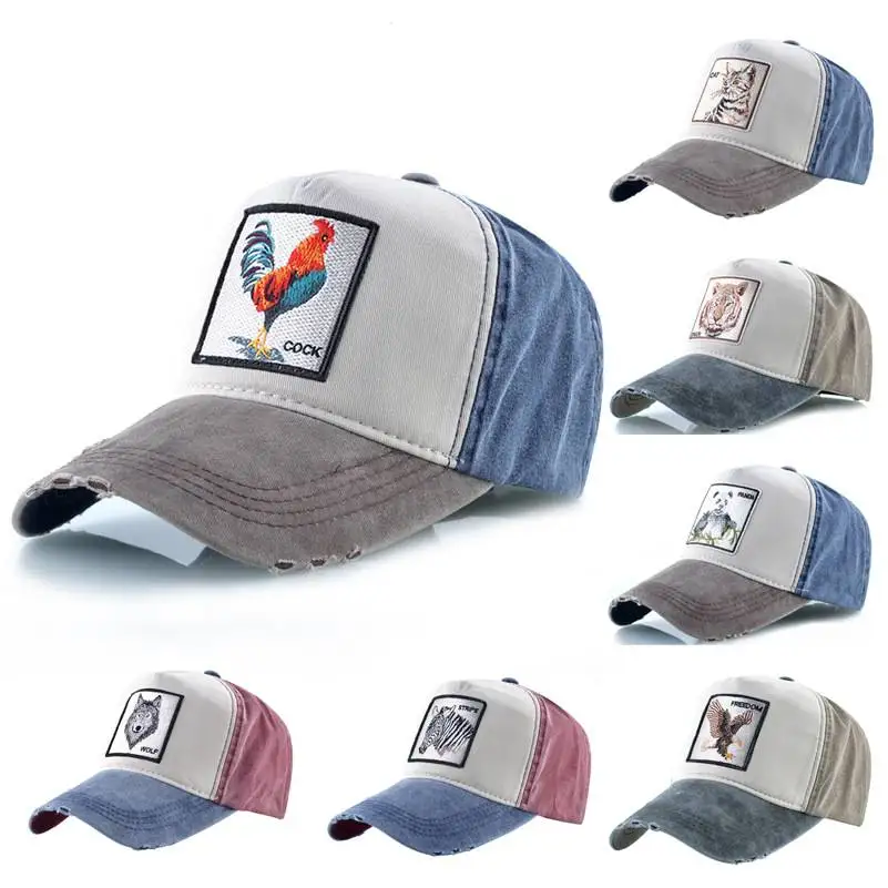 

Винтажная хлопковая бейсболка CANZE с вышивкой животных, моющаяся хлопковая мужская кепка, кепка-тракер