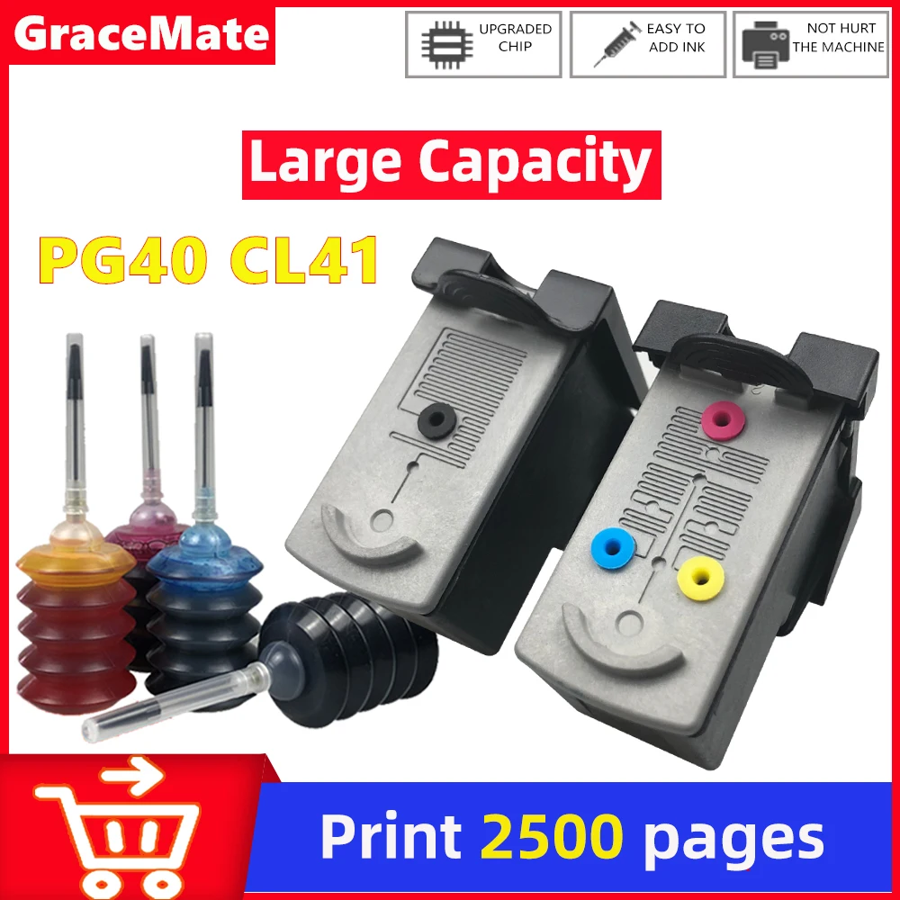 

PG40 CL41 Refillable CISS Ink Cartridge Compatible for Canon Pg 40 Cl 41 IP1600 IP1200 IP1900 MP140 MP150 MX300 MX310 MP160