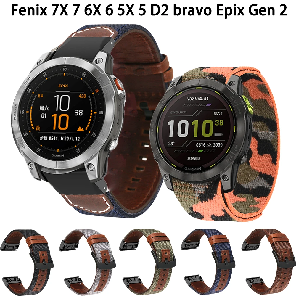 

Ремешок нейлоновый для наручных часов Garmin Fenix 7 7X 6 6X Pro 5 5X Plus Forerunner 955 945 935 Easyfit, 22 26 мм