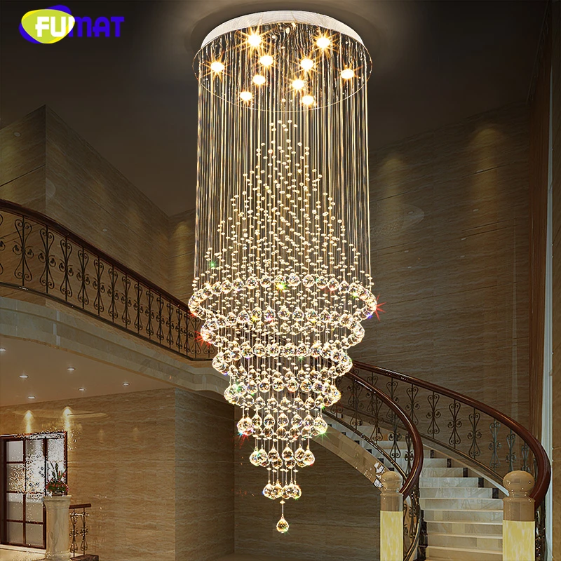 

K9 Crystal Luxury Pendant Light Modern Ring Crystal Chandelier Lighting Stair LED Large Pendant Lamp Home Decor Light Fixtures