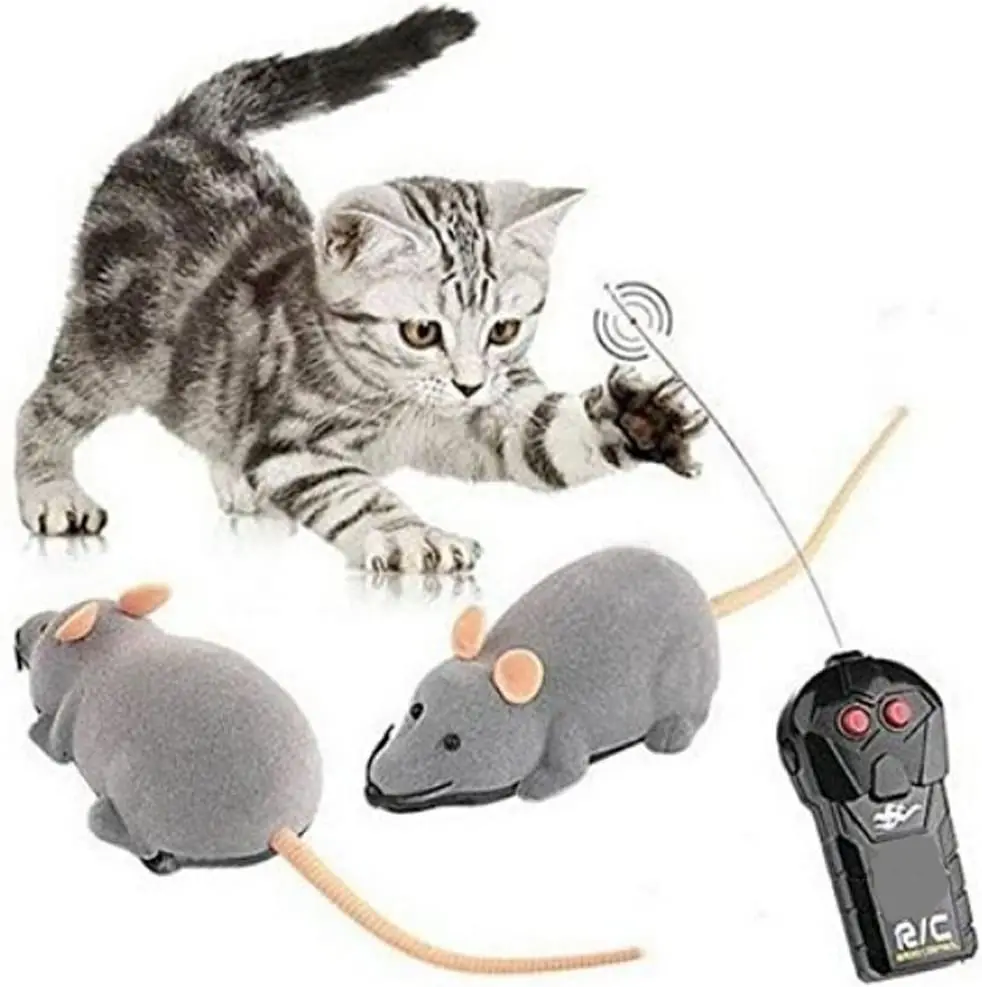 

ATUBAN Remote Control Mouse Cat Toy,Funny Electronic Rat Flocking Mouse Wireless Toy for Cat Dog Kitten Pet Interactive Cat Toys