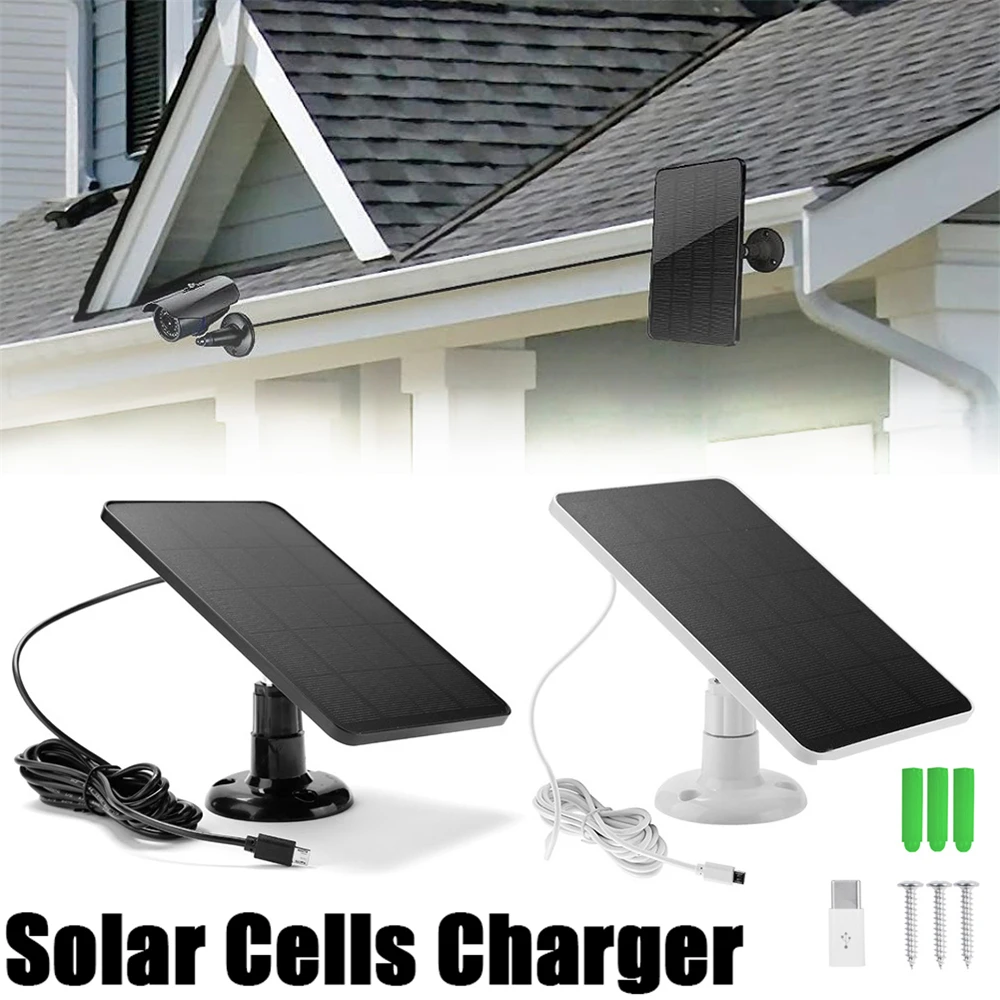 

4W 5V Solar Cells Charger Surveillance Camera Doorbell Solar Monocrystalline Silicon Charging Board Micro USB+Type-C