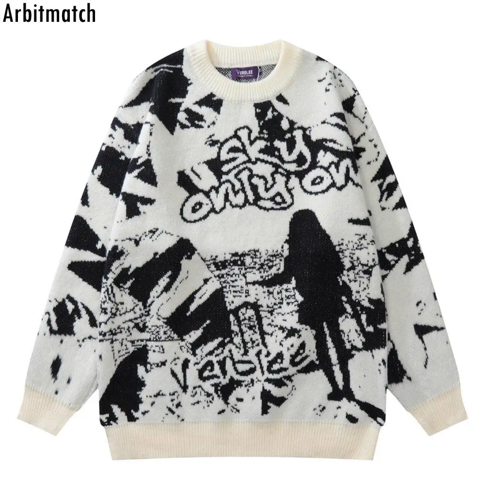 

HIP HIP Streetwear Men Sweater Girl Back Letter Printed Sweater Knitted Sweater Hip Hop Sweater Winter Punk Gothic Pullover 01