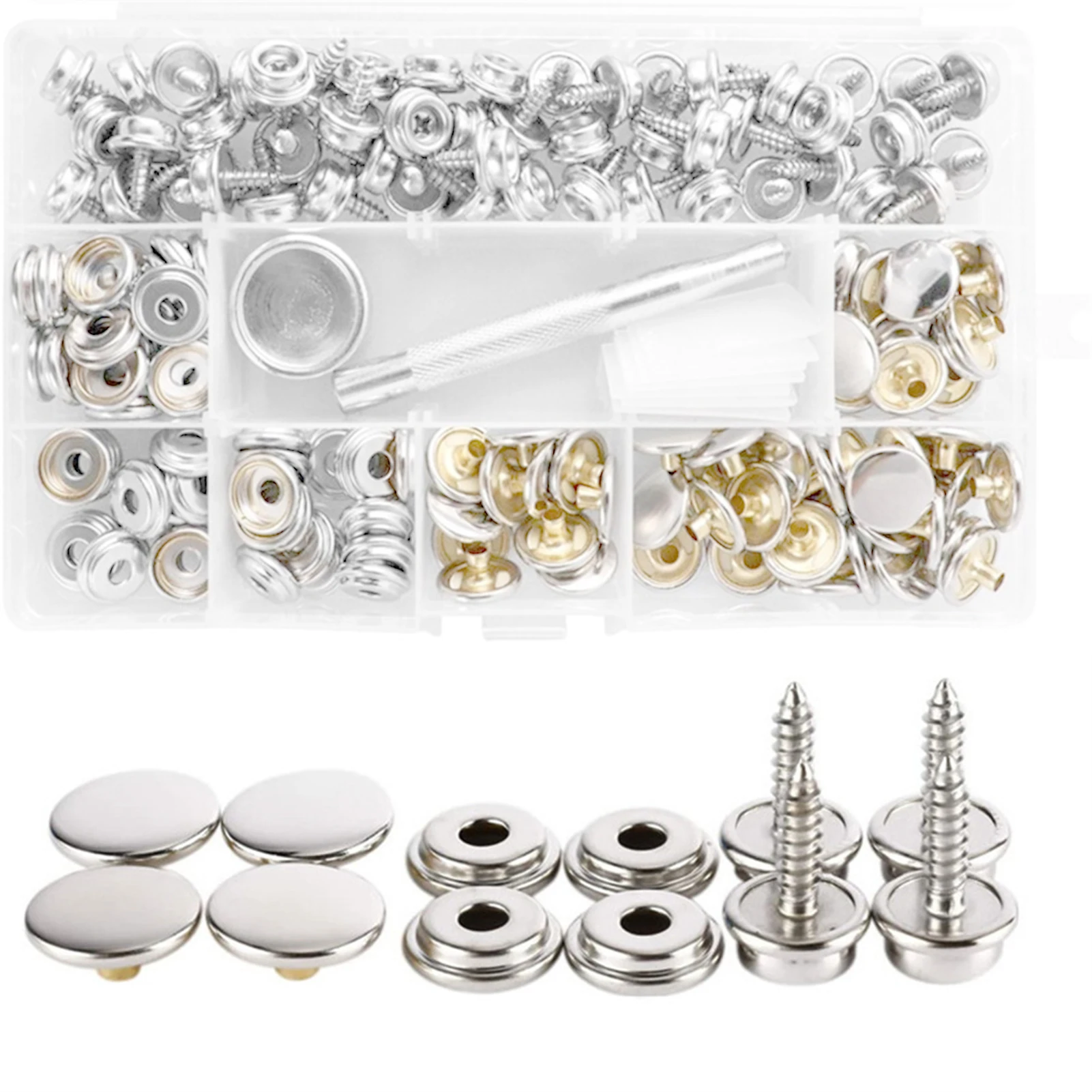 

50pcs 15mm Canvas Screw Snaps Set White Button Tool Tarpaulin Fixing Snap Button Home