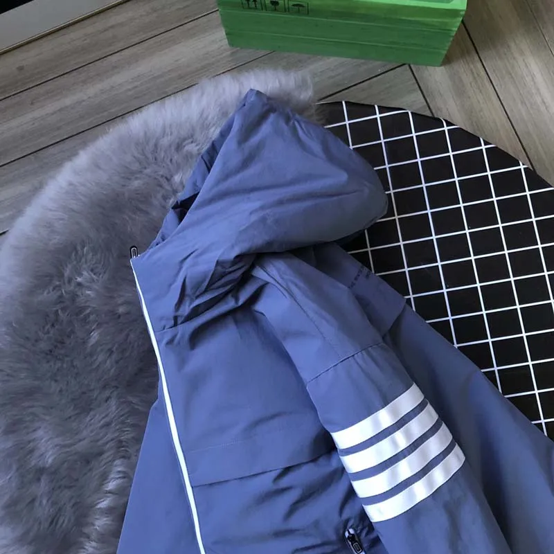 TB THOM Down Jacket For Men Luxury Brand White Striped High Quality Overcoat Smart Causal Female Puffer Jacket