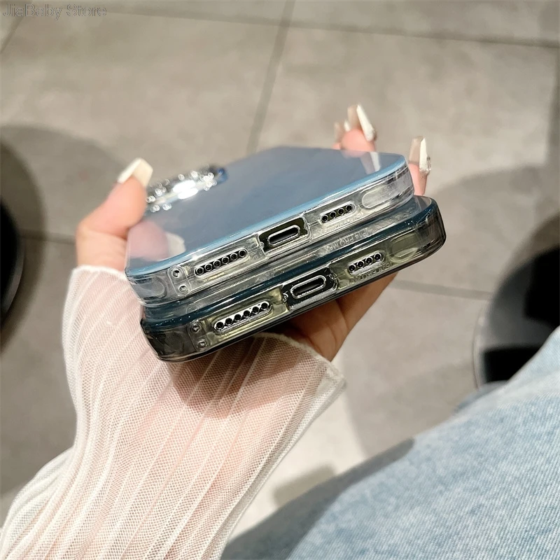 Мягкий чехол с перьями для камеры полным покрытием и жидким блеском телефона iPhone