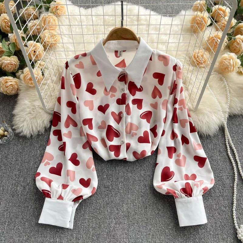 

New Women Chiffon Print Blouse Female Loose Long Sleeve Casual Shirt Ladies Style Tops Feminina Blusa Blouses Pullovers G296