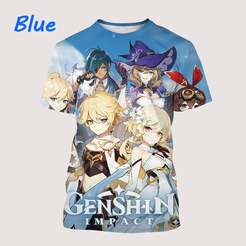 

New Fashion Summer Latest Popular Cartoon Game Genshin Impact Unisex 3D Printing Casual Personality Couple T shirt