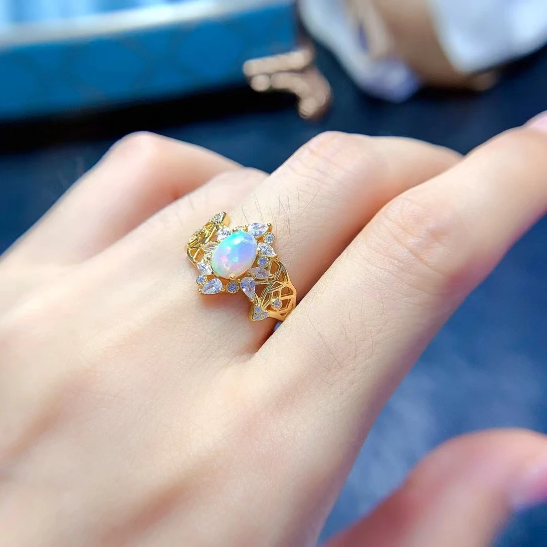 Дизайнерское серебряное кольцо с драгоценным камнем 925 пробы 5 мм * 7 натуральным