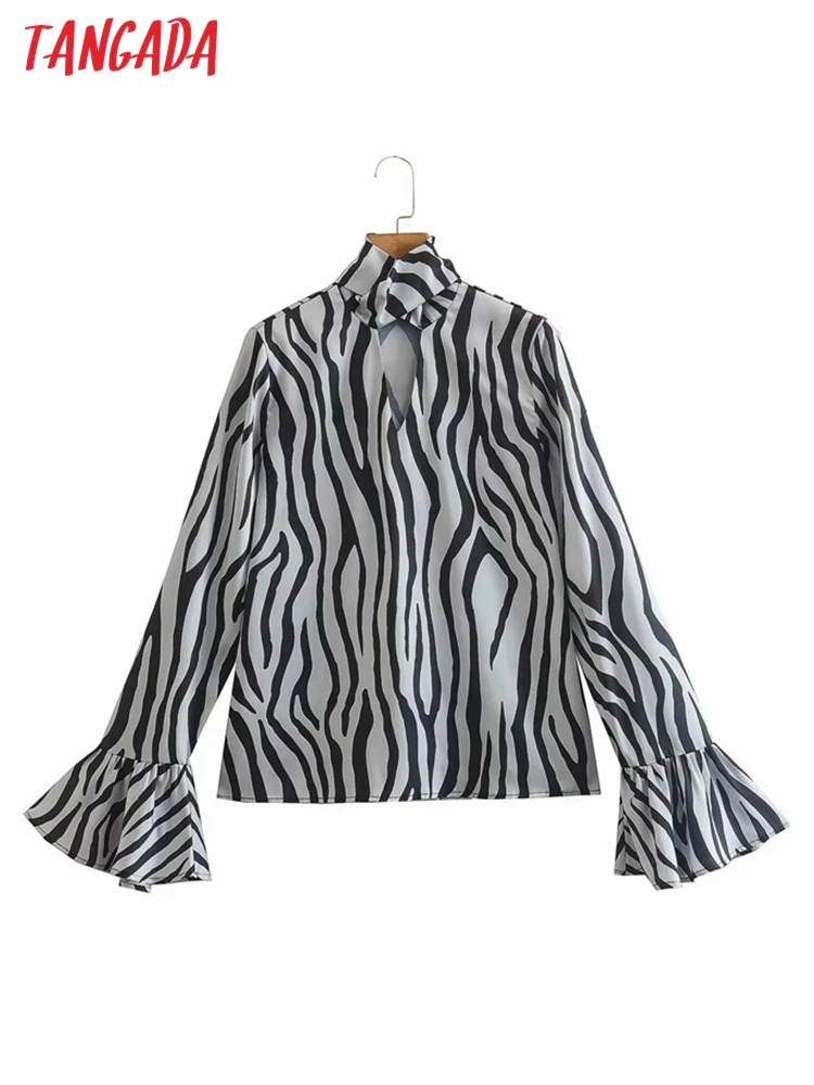 

Блузка Женская Офисная с длинным рукавом и принтом зебры