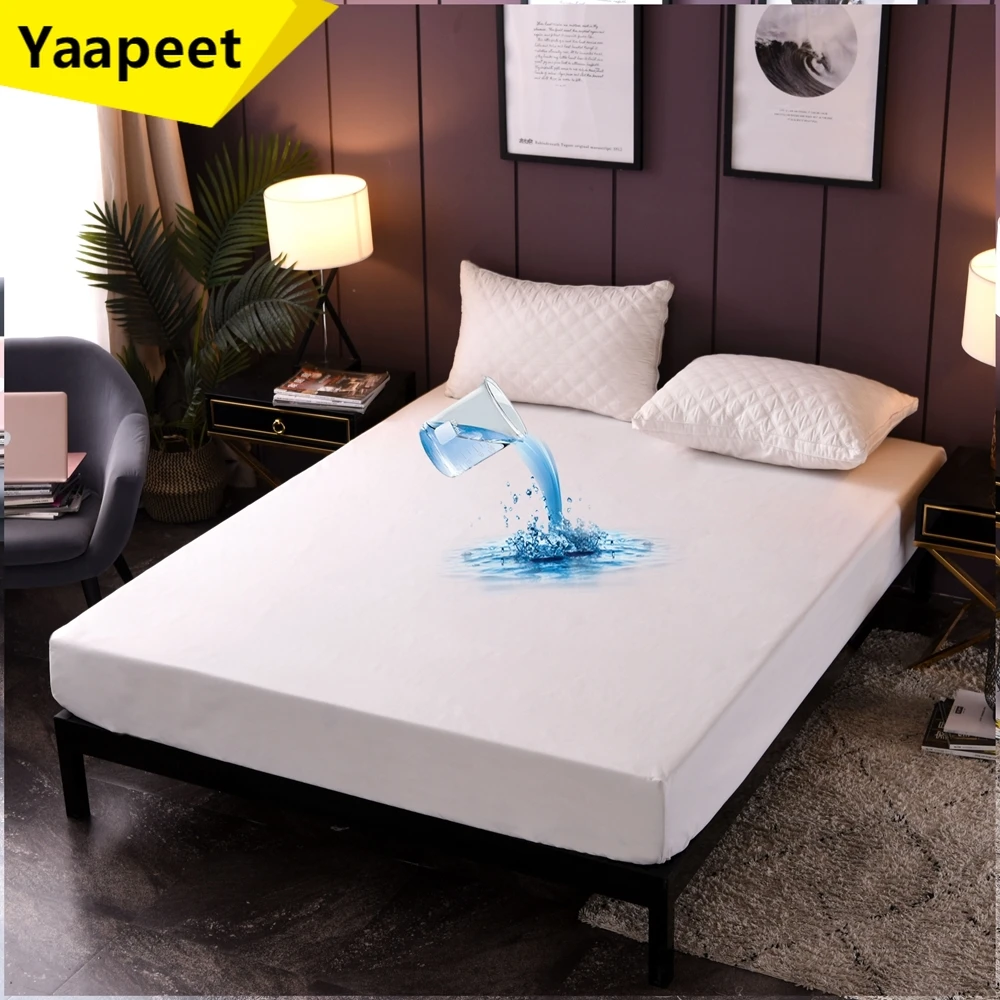 

Waterproof Anti Mite Mattress Protector Cover Solid Fitted Sheet Protection for Woman Baby Children Kids Bed Linens with Elastic
