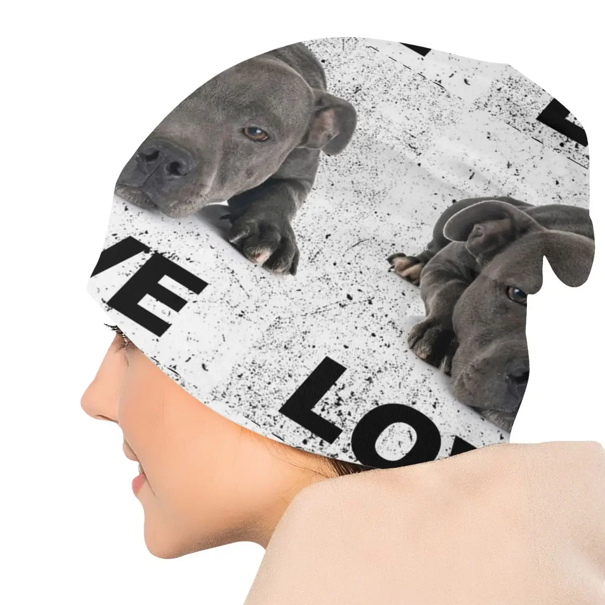 Вязаная шапка на заказ Стаффордширский бультерьер для собак Хип-хоп Skullies Шапки
