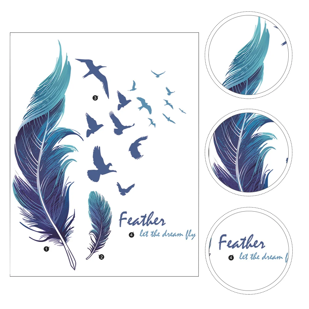 

1 Sheet Removable Self-adhesive 3D Feather Sticker Home Decoration Feather Wall Decal