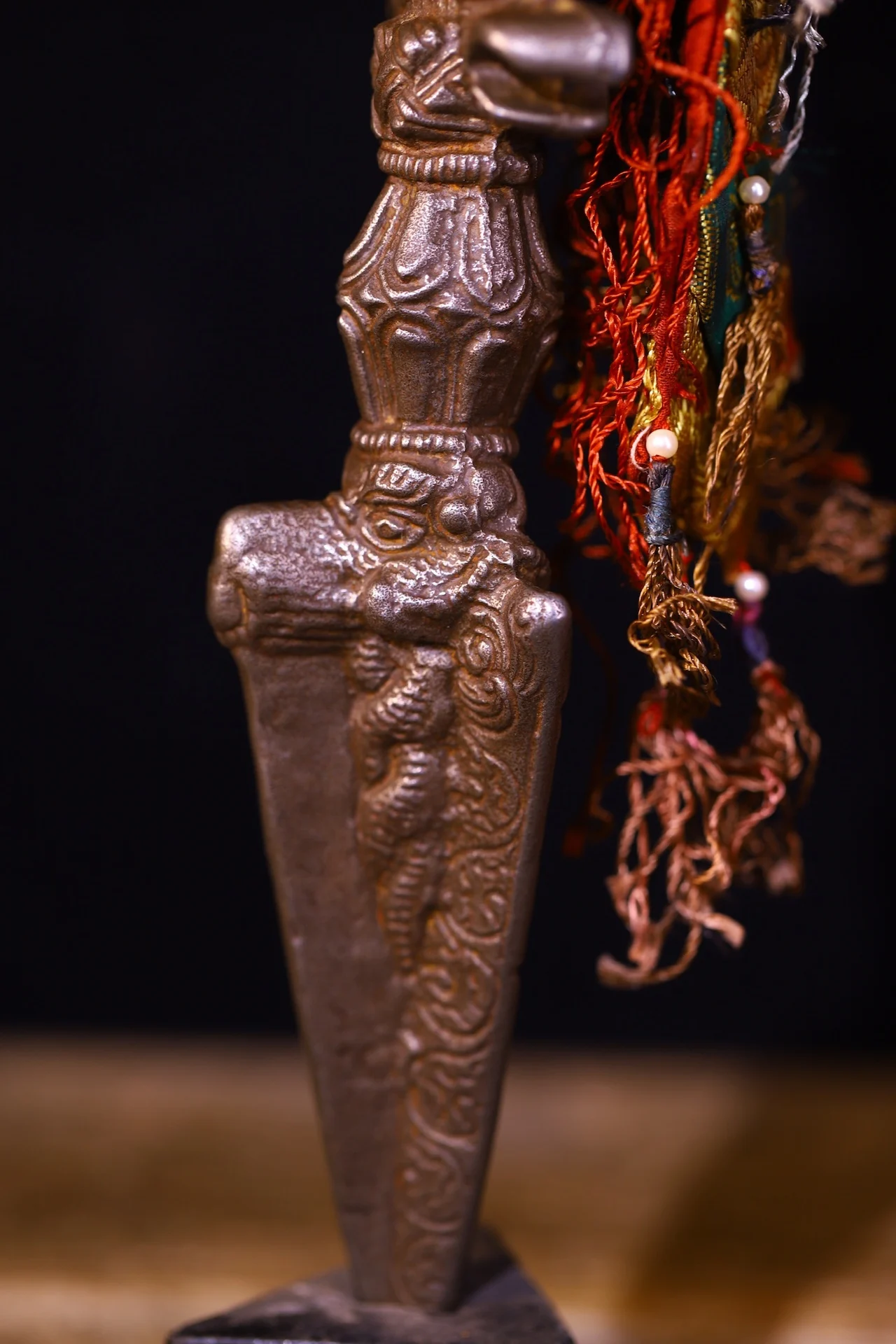 Коллекция тибетских храмов 16 дюймов старые дождевики Cinnabar GARUDA Puba Vajra Будда Dorje