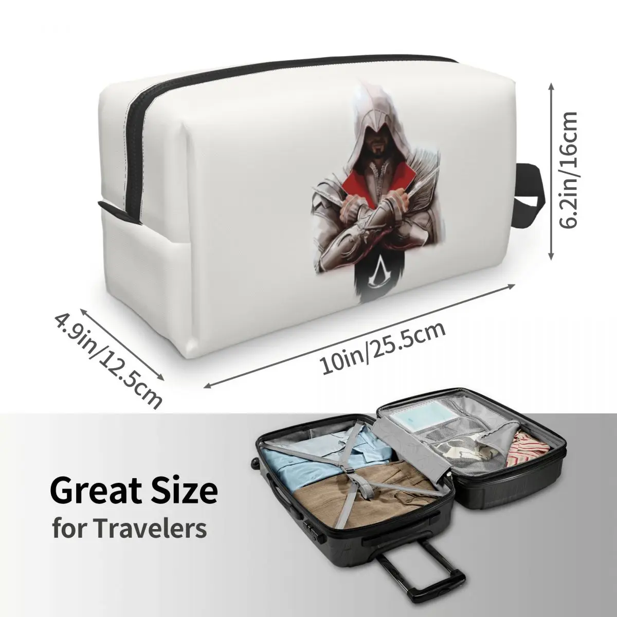 Фото Косметичка Assassin's Creed RGB для игр и путешествий, несессер для хранения косметики, дорожная косметичка для женщин №5