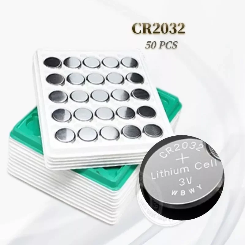 

NEW2023 New 50Pcs 3V CR2032 Lithium Button Cell Battery BR2032 DL2032 CR2032 Button Coin Cell BatteriesFor Watches clocks calcul
