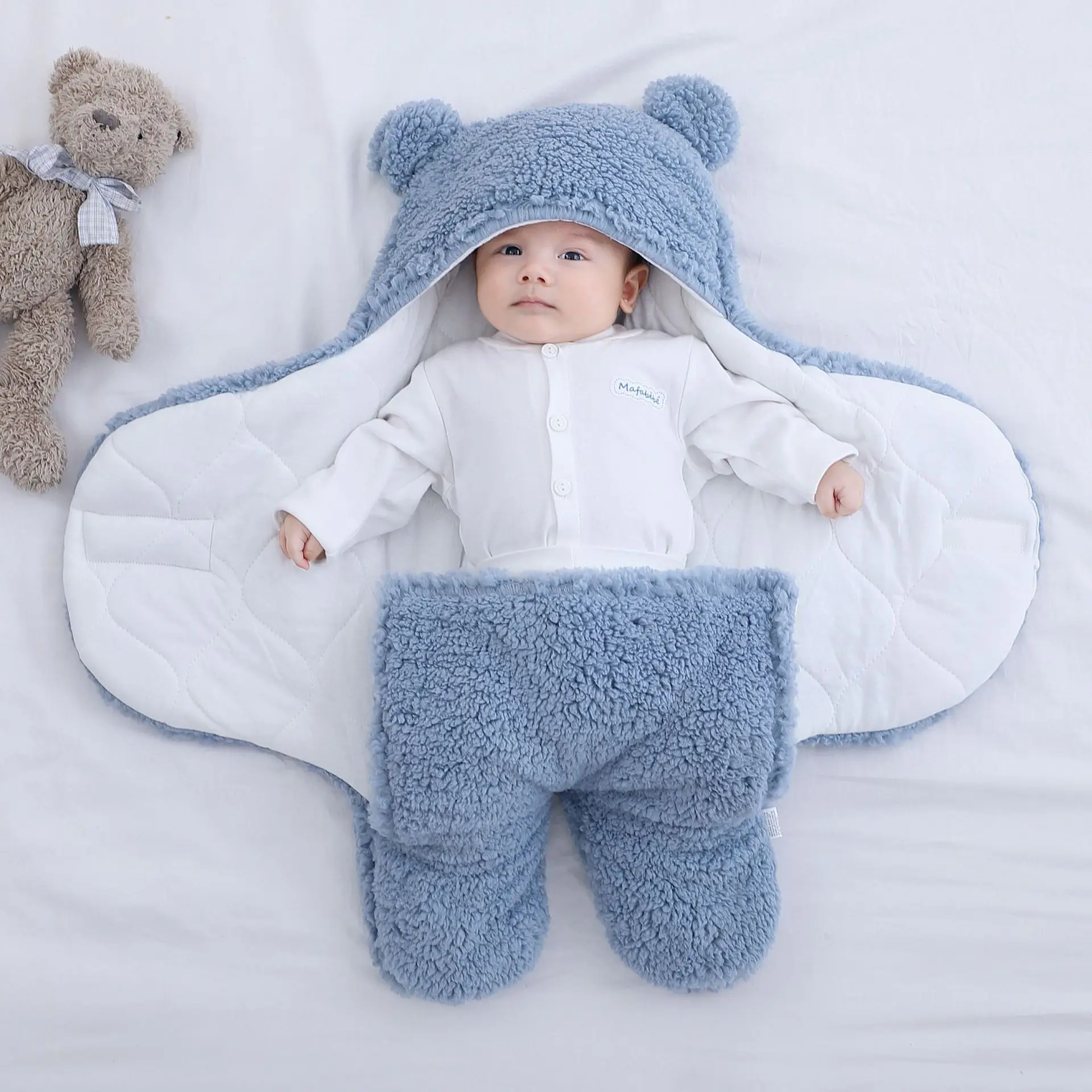 Baby Sleeping Bag Ultra-Soft Fluffy Fleece Newborn Receiving Blanket Infant Boys Girls Clothes Sleep Nursery Wrap Swaddle