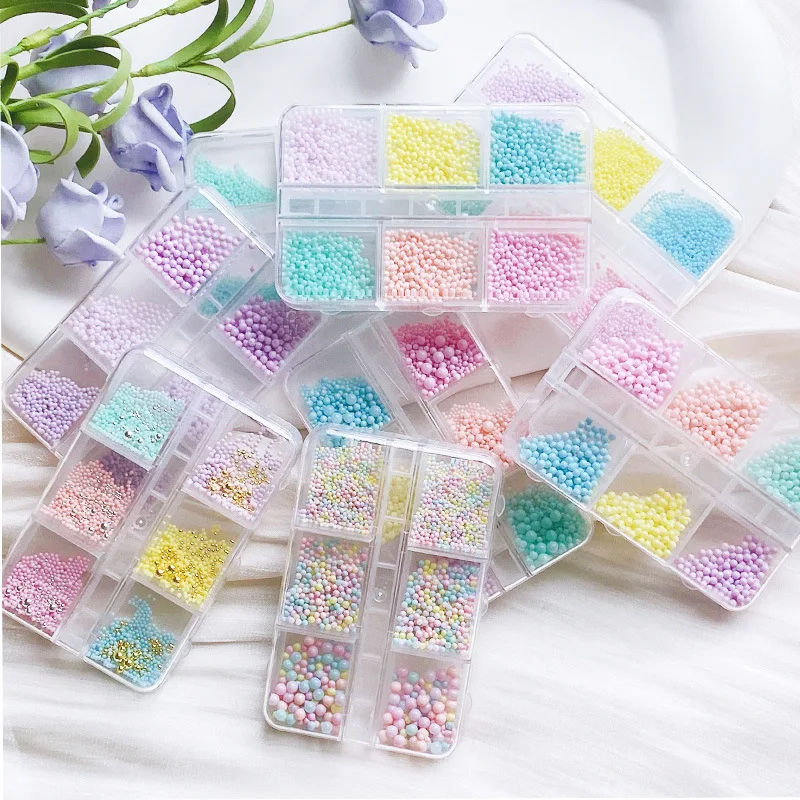 1box Mini Small Stainless Steel Caviar Beads Nail Art Decorations Macaron Micro Ball Charm Manicure Accessories DIY Polish Tips