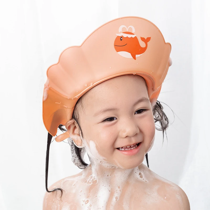 

Cute Baby Bath Hat Ear Protection Safe Children Shampoo Soft Cap Kid Bathing Shower Protect Head Cover Adjustable Hair Wash Hats