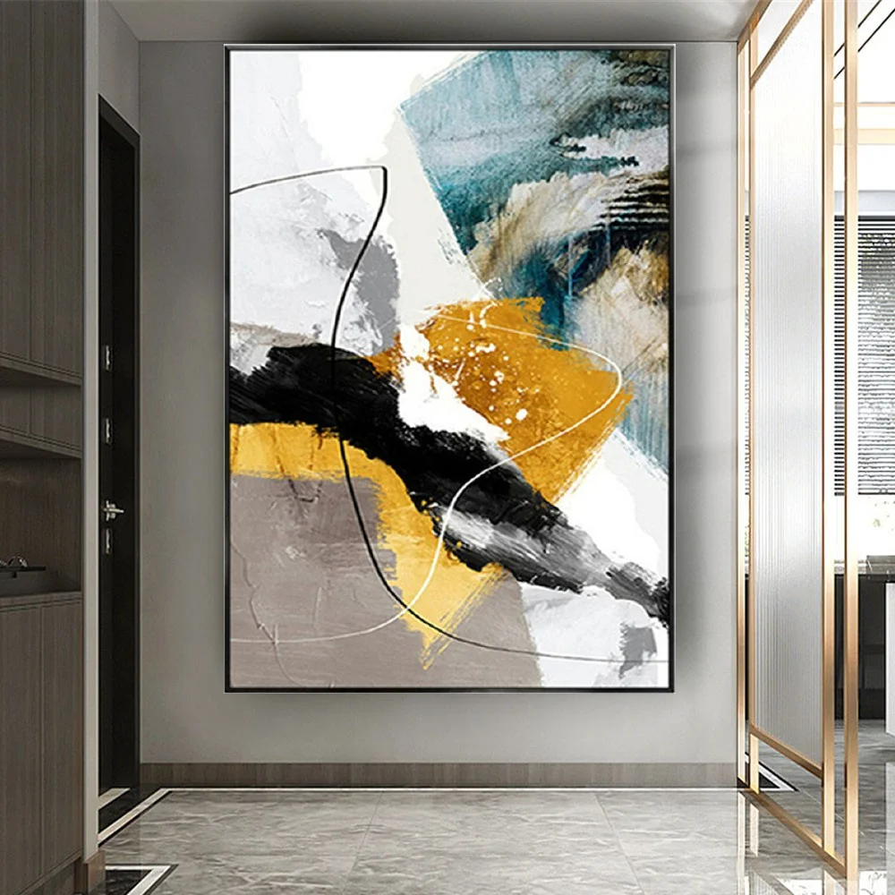 

Nordic House Wall Art Exhibition Artwork Pure Handmade Abstract Oil Painting Hanging on Canvas Picture Mural Decor in Home Hall