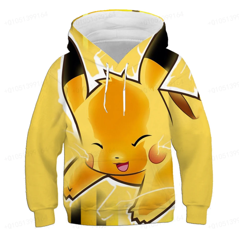 

2023 Pikachu Kids' Pocket Monster Fashion Costume Boys' Long Sleeve Hoodie Children's Sweatshirt Casual Wear Boys' Cool Hoodies