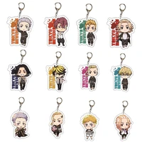 hot anime tokyo revengers keychains for women men double transparent acrylic cartoon figure key chain ring teens bag accessories