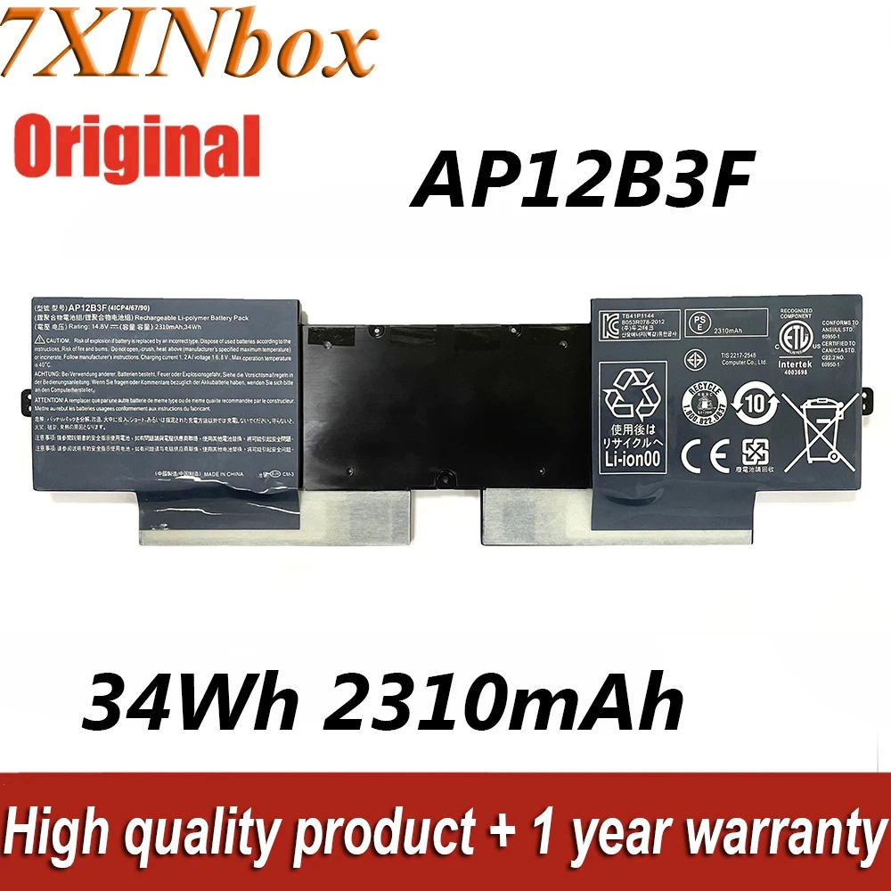 7xinbox 14,8 V 34Wh 2310mAh AP12B3F Оригинальный аккумулятор для ноутбука Acer Aspire S5 S5-391 BT.00403.022 AICP4/67/90