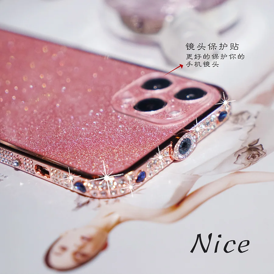 Bling Rhinestone Glitter Crystal Dimond Bumper Case For Iphone 13 12 11 Pro Xs Max Case Metal Cover For Iphone 7 8 Plus X Xr Se