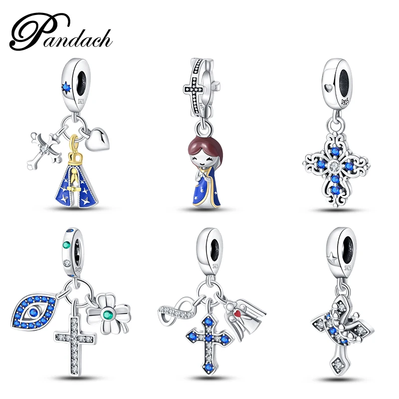 Подвеска-Крест Ангел из серебра 100% пробы для браслета