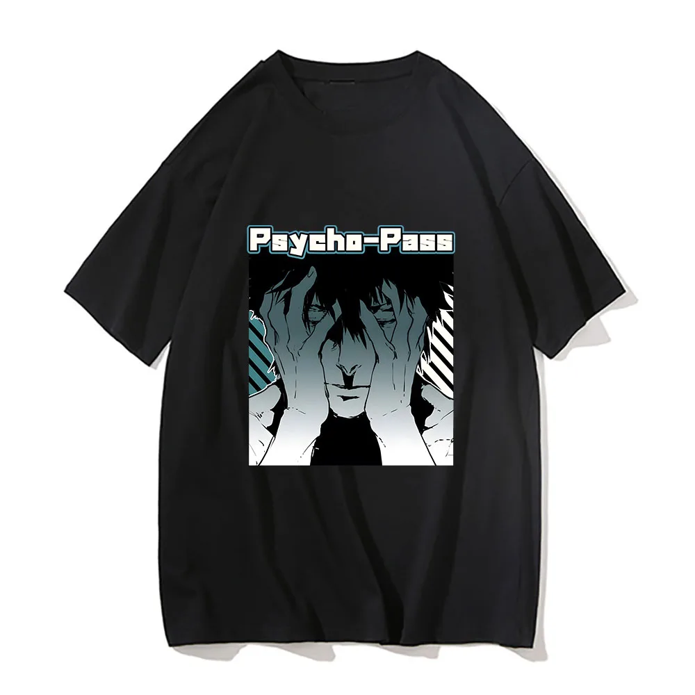 

Psycho Pass Kougami Sinya Tshirts MEN Dystopian Japanese Anime T Shirts Manga/Comic High Quality T-shirts 100% Cotton Saiko Pasu