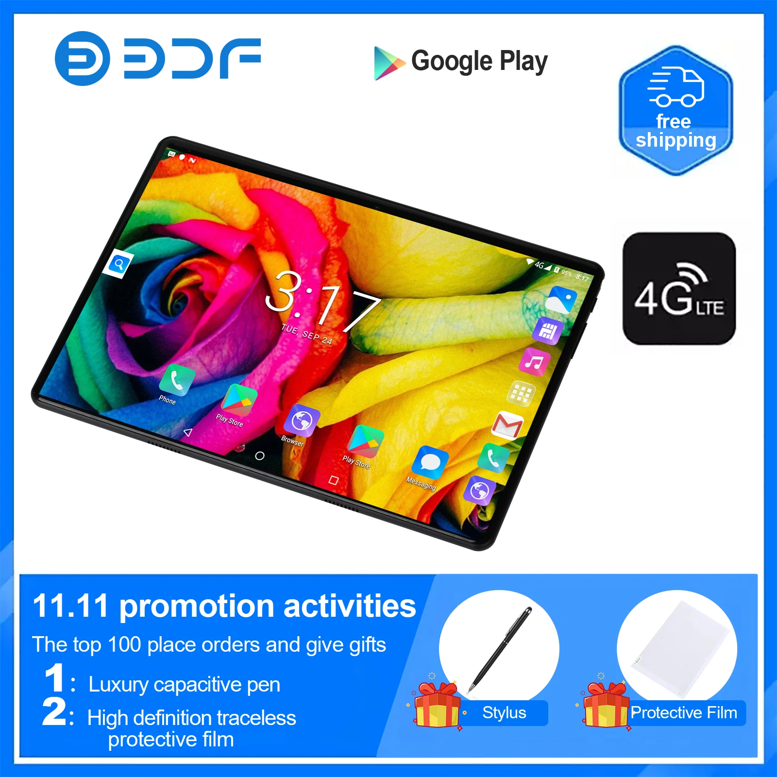 

New 10.1 inch Tablet System 10.0 Octa Core 4G Phone Call 4GB+64GB ROM Bluetooth 4.0 GPS Wi-FI 2.5D Steel Screen Tablet PC