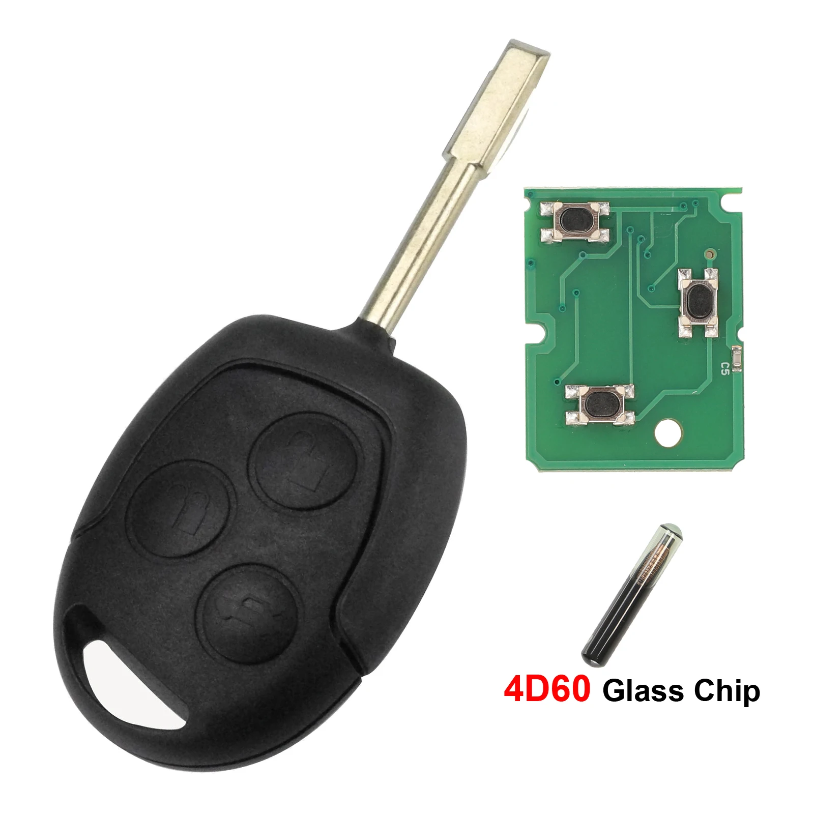 

Jingyuqin удаленный автомобильный ключ для Ford Mondeo Focus Fusion Fiesta Galaxy Transit 3-кнопочный брелок 315/433 МГц 4D60 ID63 чип полный ключ