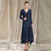 two piece formal mother of the bride dresses chiffon with jacket ankle length simple party wedding guest gown a line summer 2022