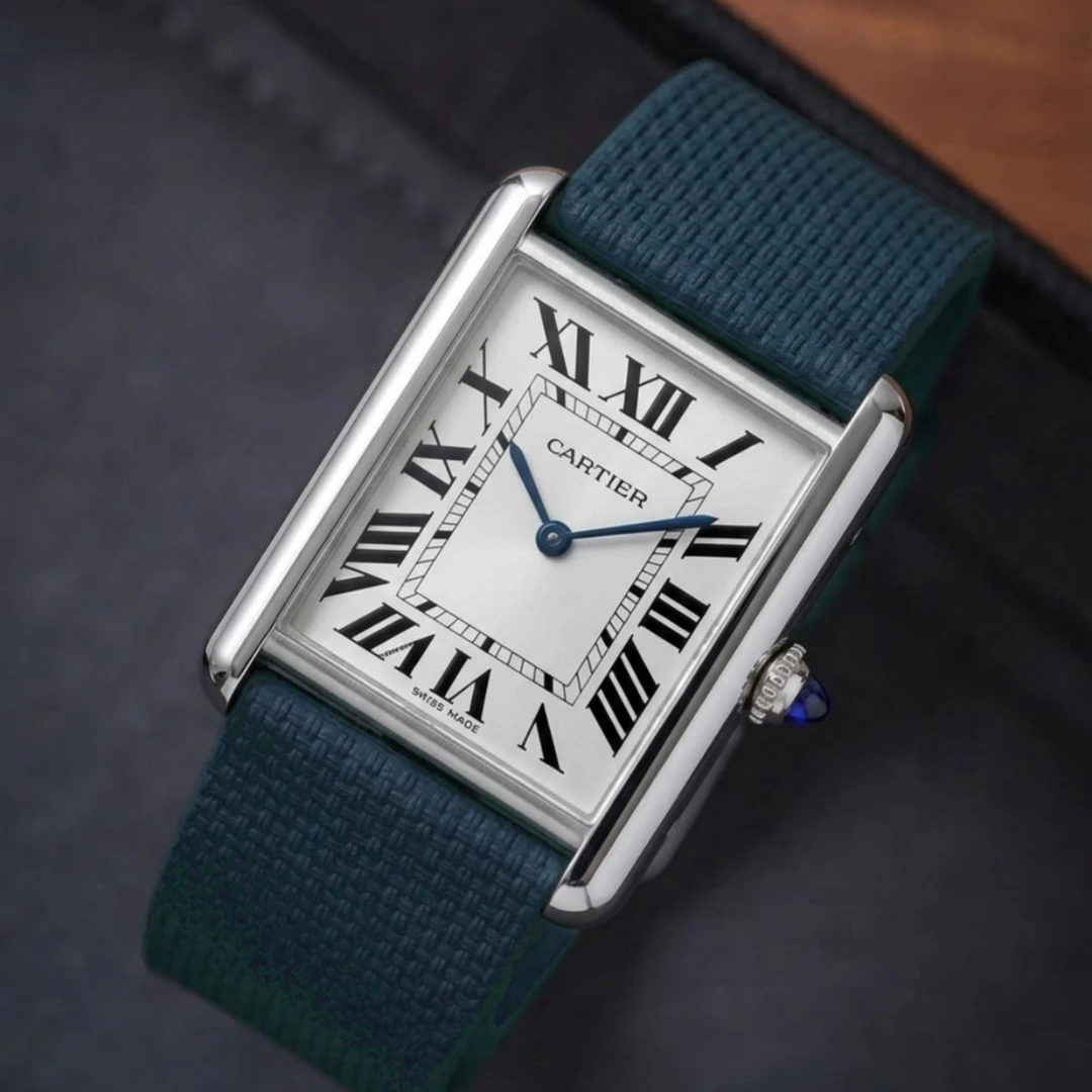 Фото Ремешок для часов из парусины и каучука FKM, 20 мм/22 мм, подходит для Cartier Tank / Jaeger-LeCoultre Reverso / Piaget, быстросъемный. №3