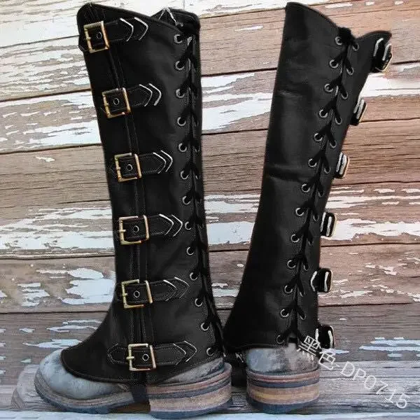 Винтажные гетры в стиле стимпанк кожаные со шнуровкой и пряжкой средневековые