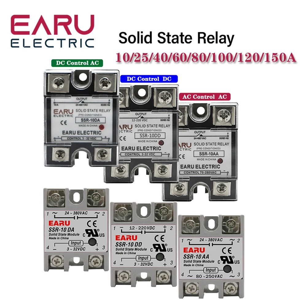 

SSR-25DA SSR-40DA SSR-40AA SSR-40DD SSR 10A 25A 40A 60A 80A 100A DD DA AA Solid State Relay Module for PID Temperature Control