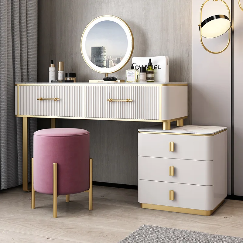 

Luxury Dressing Table Minimalist Container Drawer Mirror Coffee Storage Dressing Table White Meuble De Chambre Modern Furniture