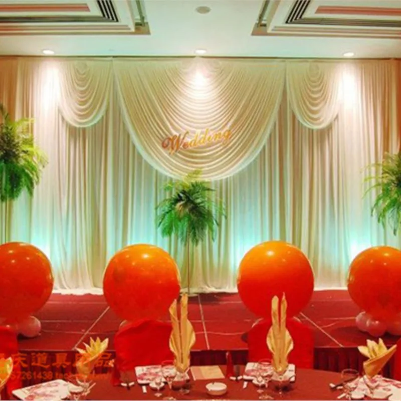 

3m*6m Stage Curtain Drapes Wedding drape Pleated Wedding Backdrop With Swag stage decorations