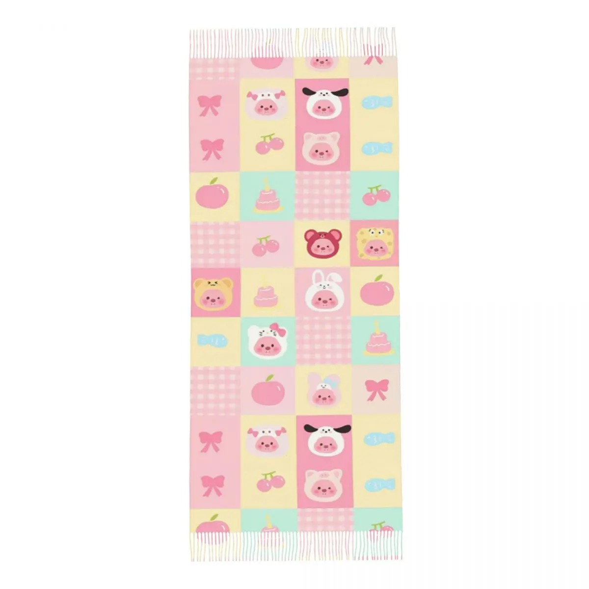 Женский шарф с кисточками Zanmang Loopy в клетку большая зимне-осенняя шаль героями